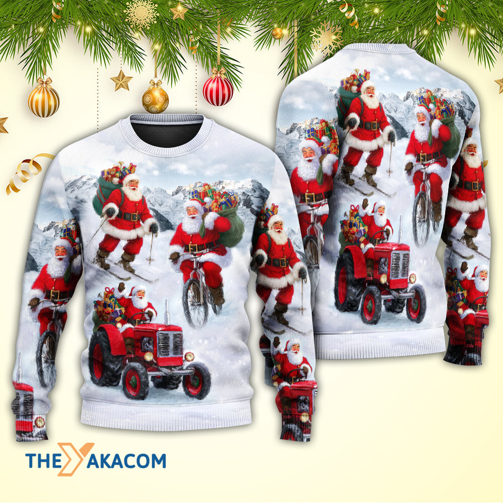 Christmas Having Fun With Santa Claus Gift For Xmas Gift For Lover Ugly Christmas Sweater
