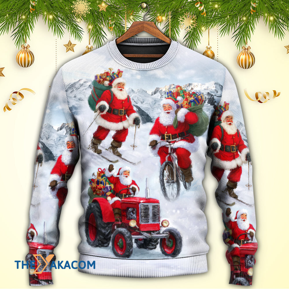 Christmas Having Fun With Santa Claus Gift For Xmas Gift For Lover Ugly Christmas Sweater