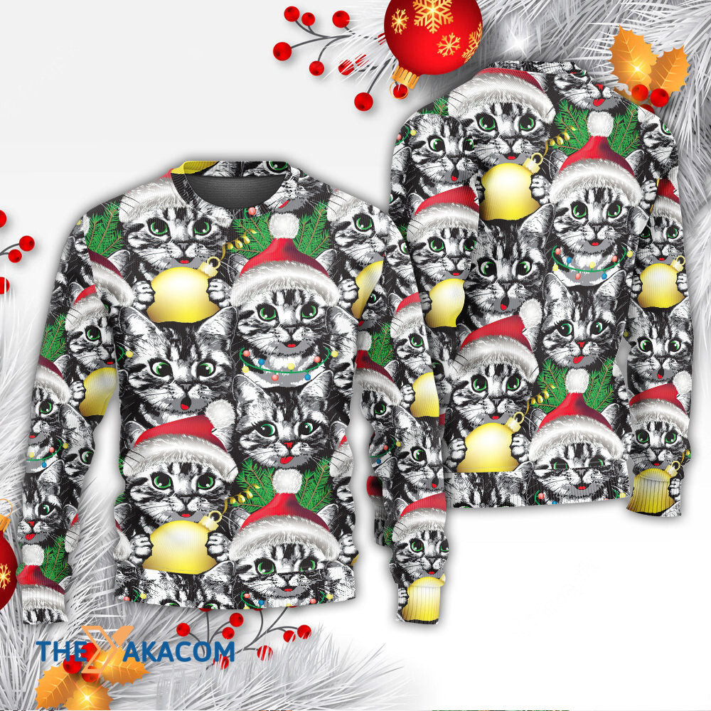 Christmas Meowy Xmas Cat Lover Gift For Lover Ugly Christmas Sweater
