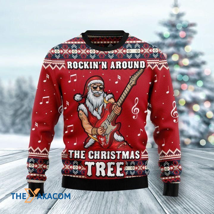 Gangster Santa Claus Rockin_ Around The Christmas Tree Gift For Christmas Ugly Christmas Sweater