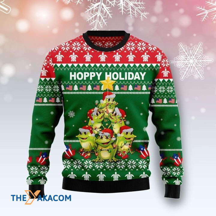 Green Naughty Frog Made Pine Tree Gift For Christmas Ugly Christmas Sweater