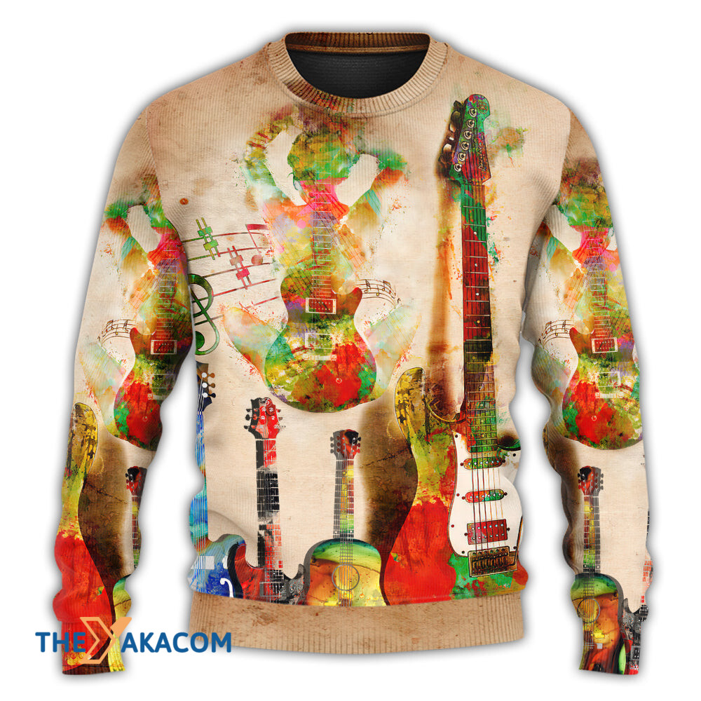 Guitar Abstract Guitar Colorful Art Style Gift For Lover Ugly Christmas Sweater