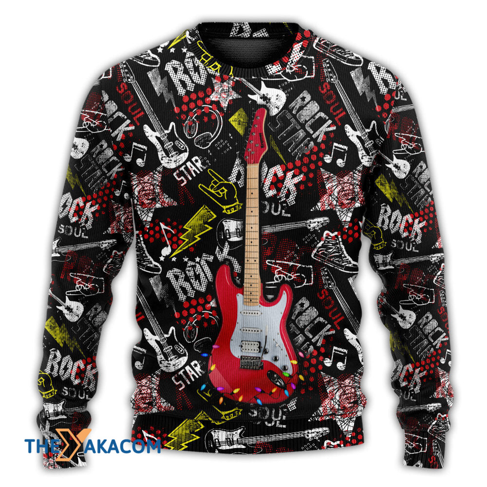 Guitar Rock Soul Merry Christmas Gift For Lover Ugly Christmas Sweater