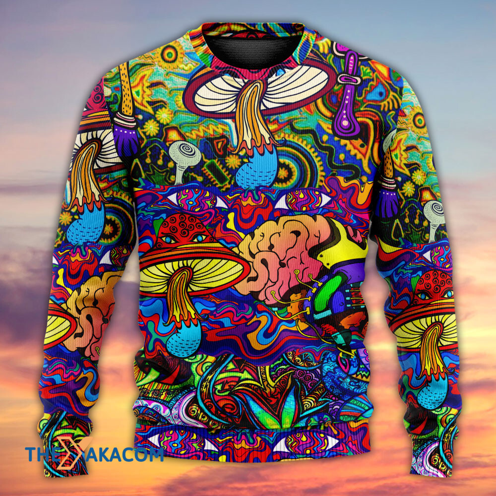Hippie Mushroom Colorful Lover Gift For Lover Ugly Christmas Sweater