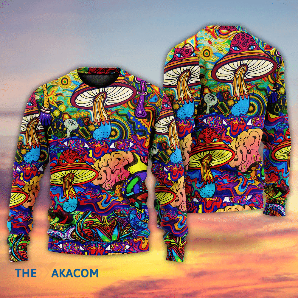 Hippie Mushroom Colorful Lover Gift For Lover Ugly Christmas Sweater