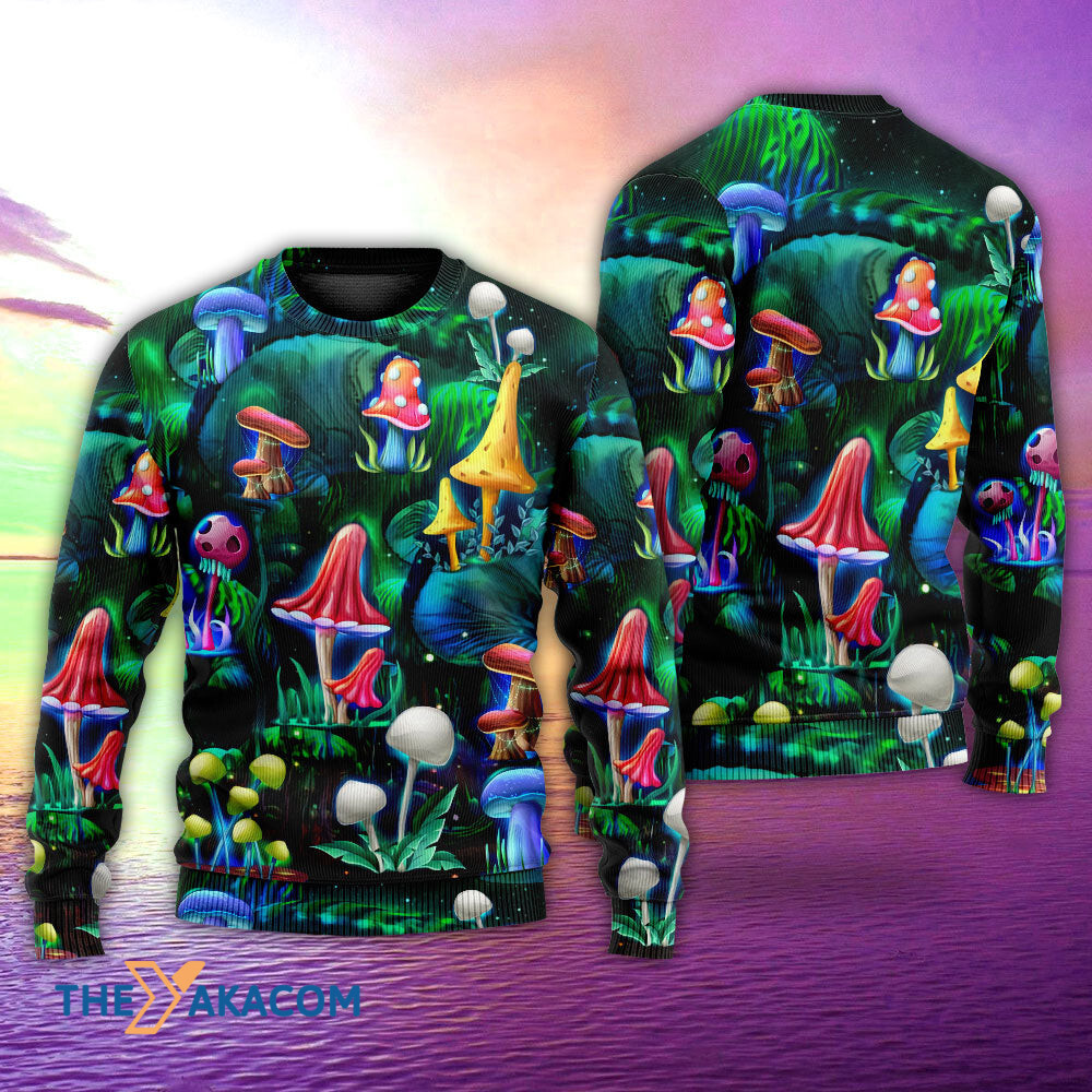 Hippie Mushroom Galaxy Neon Art Gift For Lover Ugly Christmas Sweater