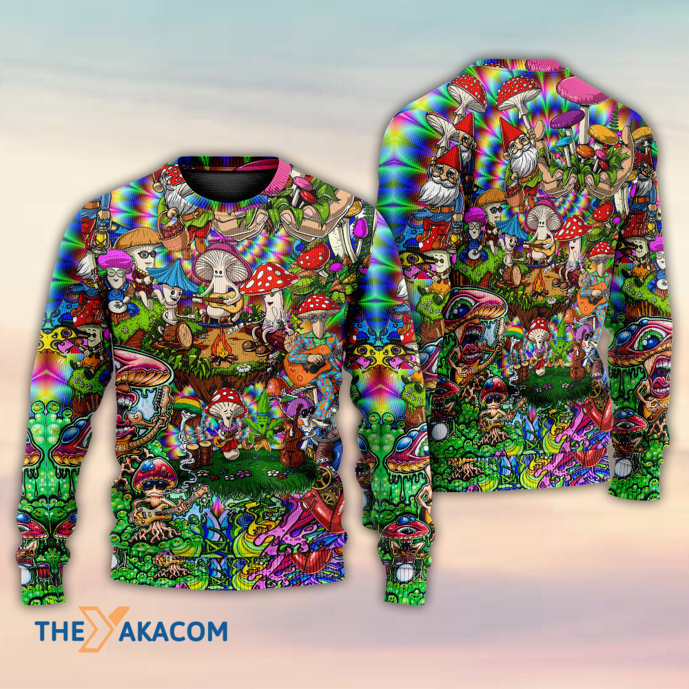 Hippie Mushroom Music Band Of Life Gift For Lover Ugly Christmas Sweater