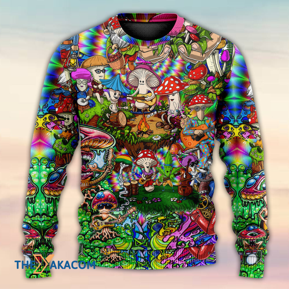 Hippie Mushroom Music Band Of Life Gift For Lover Ugly Christmas Sweater
