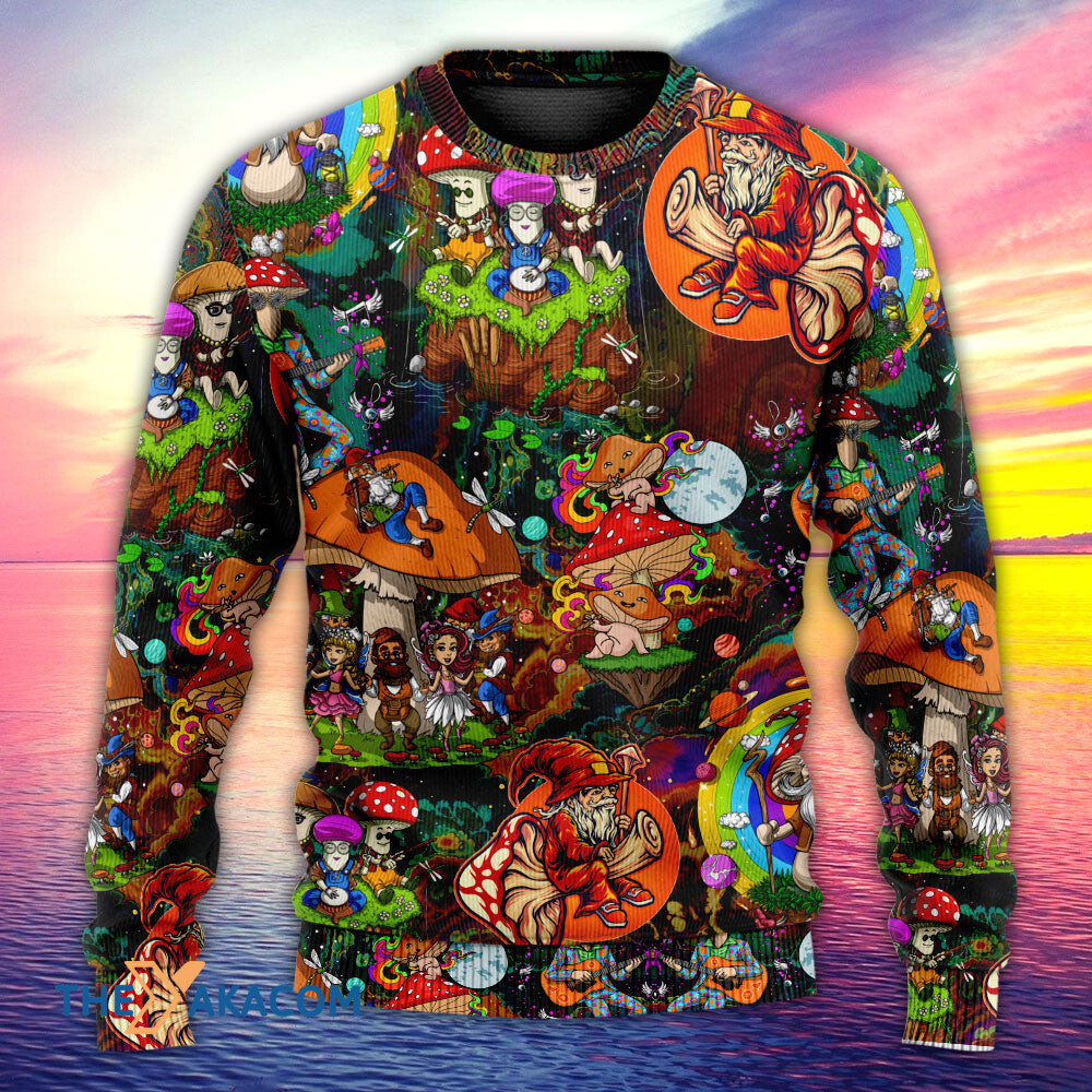 Hippie Mushroom Trippy Colorful Lover Gift For Lover Ugly Christmas Sweater