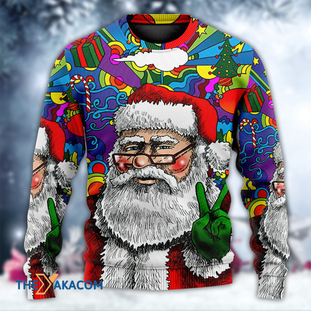 Hippie Santa Claus Christmas Gift For Lover Ugly Christmas Sweater