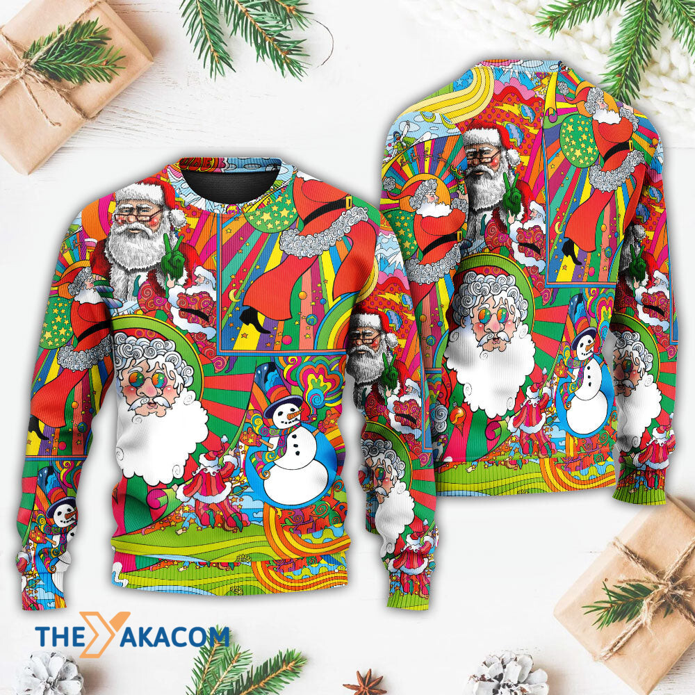 Hippie Santa Merry Xmas Gift For Lover Ugly Christmas Sweater
