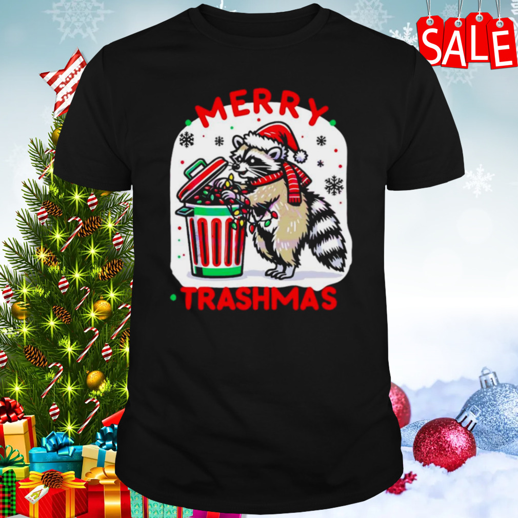 Raccoon Santa merry trashmas Christmas shirt