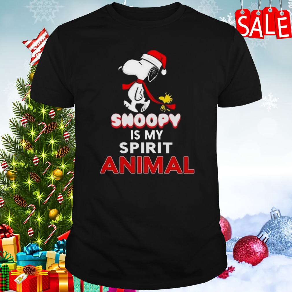 Santa Snoopy And Woodstock Is My Spirit Animal Christmas 2023 T-shirt