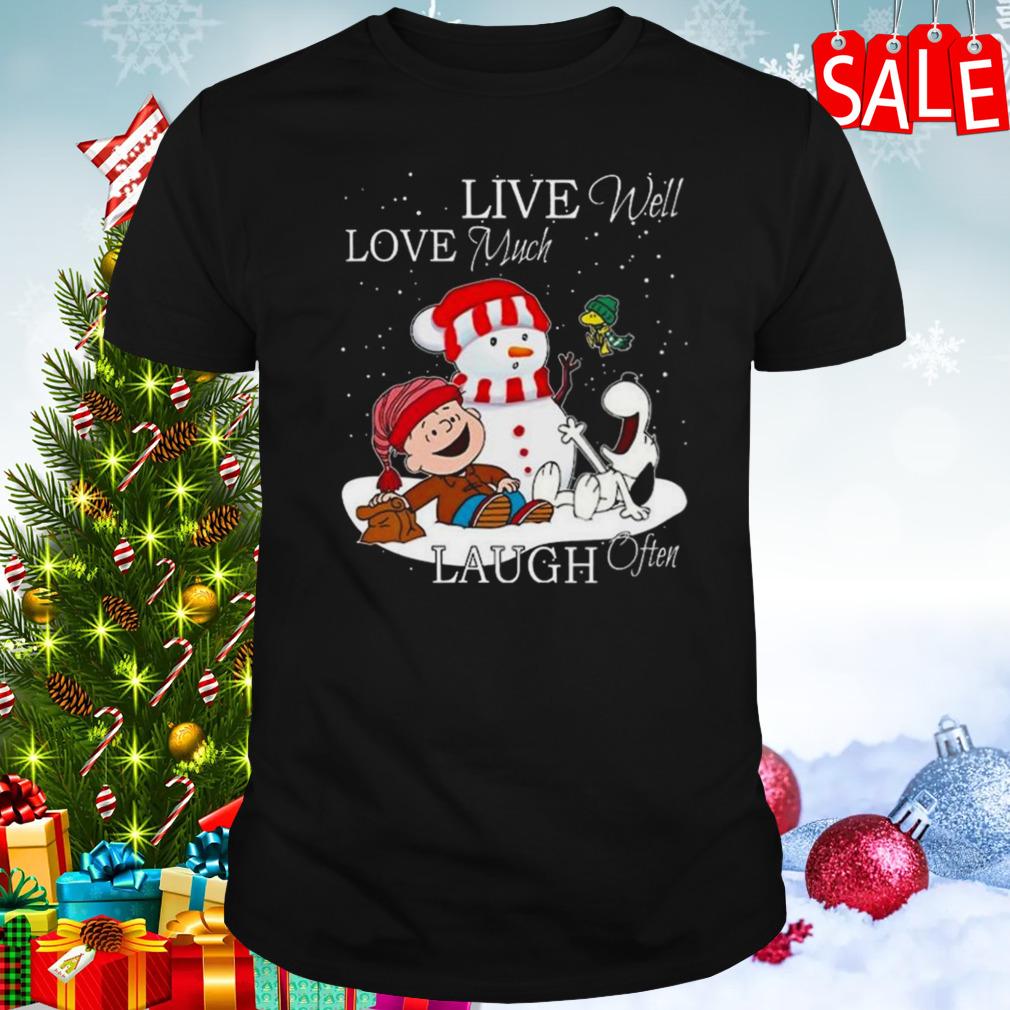 Snoopy Charlie Brown Live Well Love Much Laugh Often Christmas 2023 T-shirt