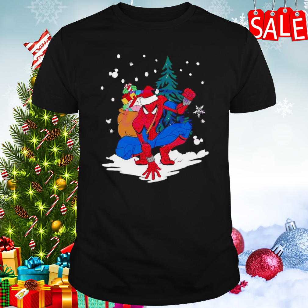 Spiderman Santa Christmas tree snow shirt