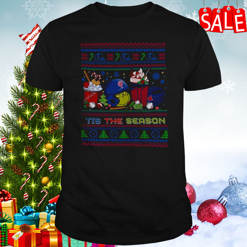 The Grinch Philadelphia Phillies Tis The Damn Season Ugly Christmas T-Shirt