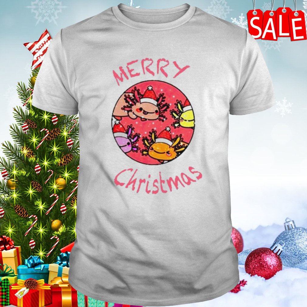 Axolotl with Santa hat Christmas shirt