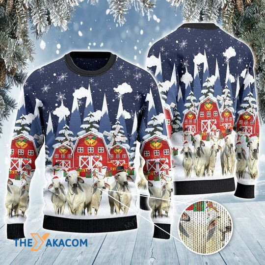 Brahman Cattle Lovers Xmas Gift Snow Farm Awesome Gift For Christmas Ugly Christmas Sweater