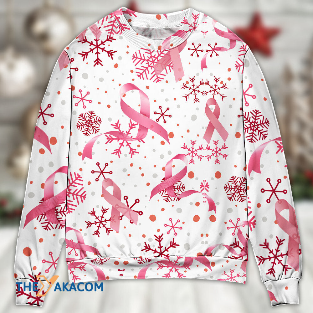 Breast Cancer Pink Ribbon Merry Christmas Gift For Lover Ugly Christmas Sweater