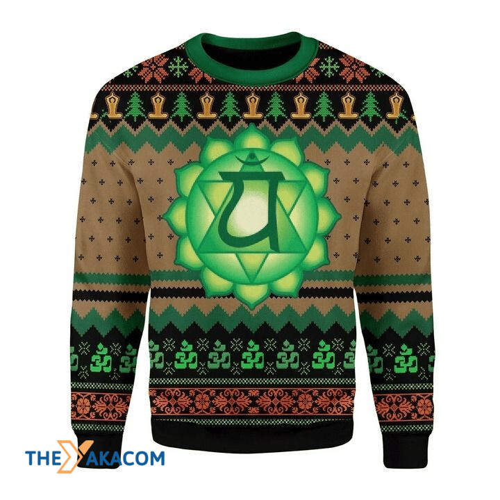 Brown And Green Heart Chakra Gift For Christmas Ugly Christmas Sweater