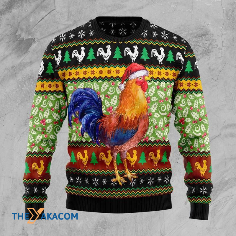 Chicken Santa Claus Awesome Gift For Christmas Ugly Christmas Sweater