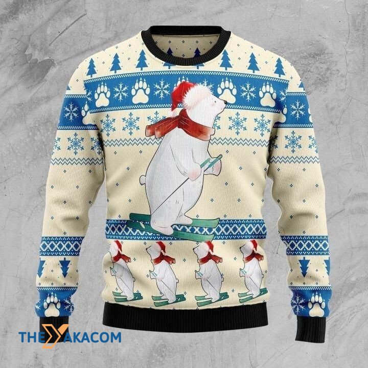 Christmas Bear Skiing Gift For Christmas Ugly Christmas Sweater