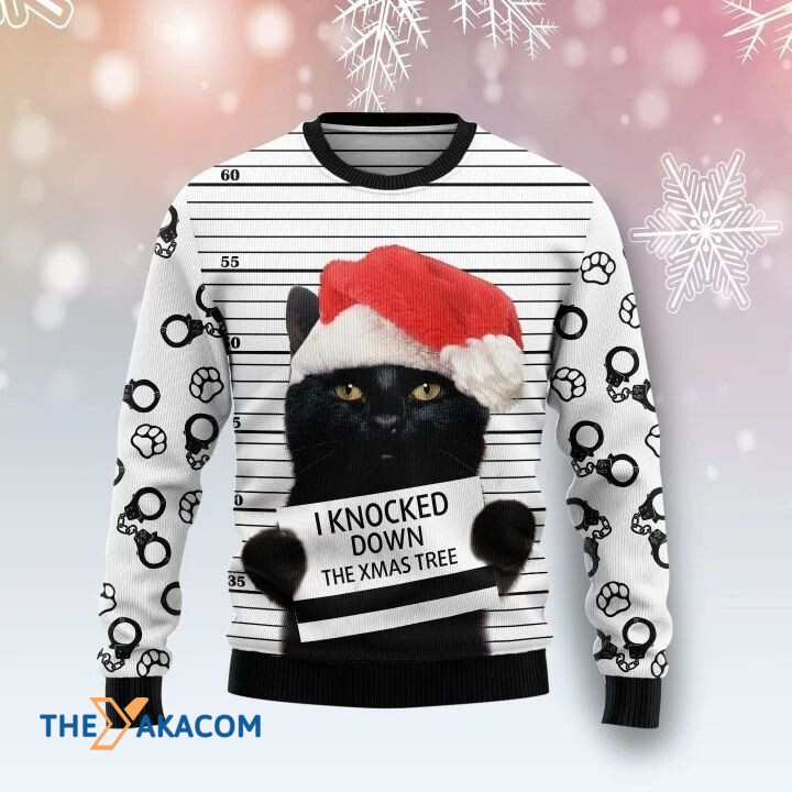 Christmas Black Cat I Knocked Down The Tree Gift For Christmas Ugly Christmas Sweater
