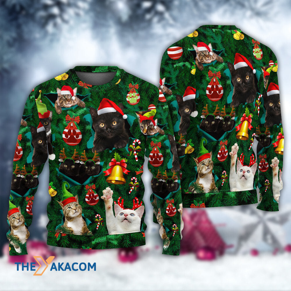 Christmas Cats Meowy Mas Christmas Gift For Lover Ugly Christmas Sweater
