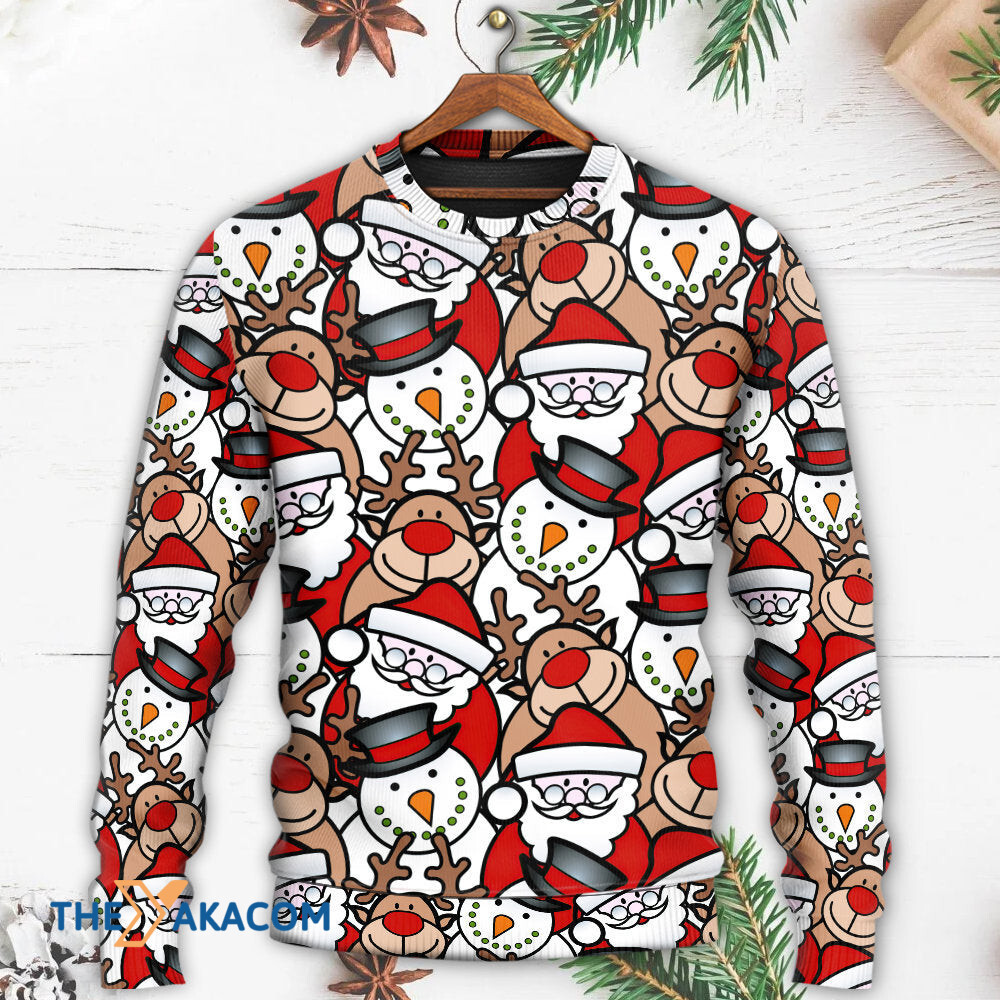 Christmas Cutie Santa And Reindeer Funny Style Gift For Lover Ugly Christmas Sweater