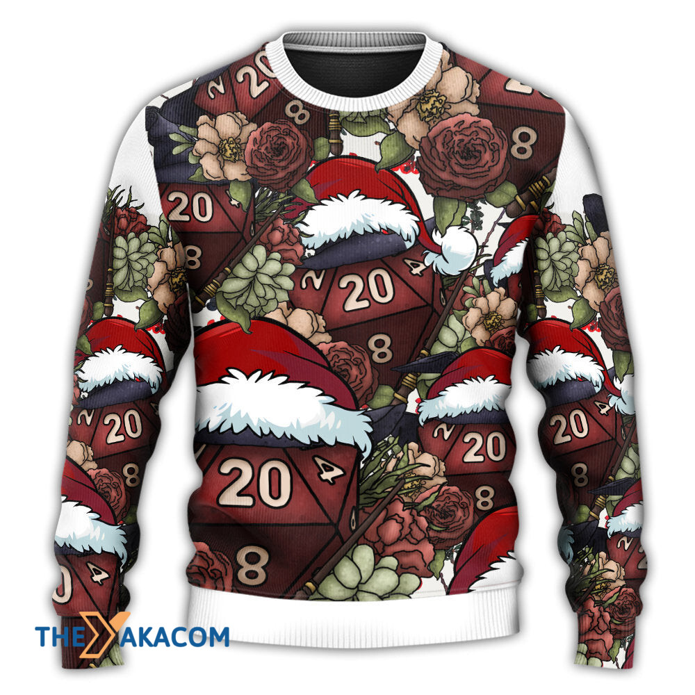 Christmas D20 Witch Dice D20 Xmas Vibe Gift For Lover Ugly Christmas Sweater