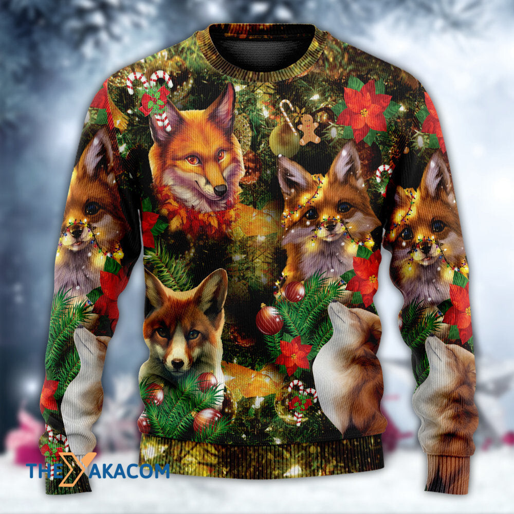 Christmas Foxmas Amazing Merry Gift For Lover Ugly Christmas Sweater