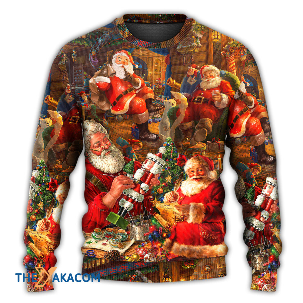 Christmas Funny Santa Claus Gift Xmas Is Coming Art Style Gift For Lover Ugly Christmas Sweater