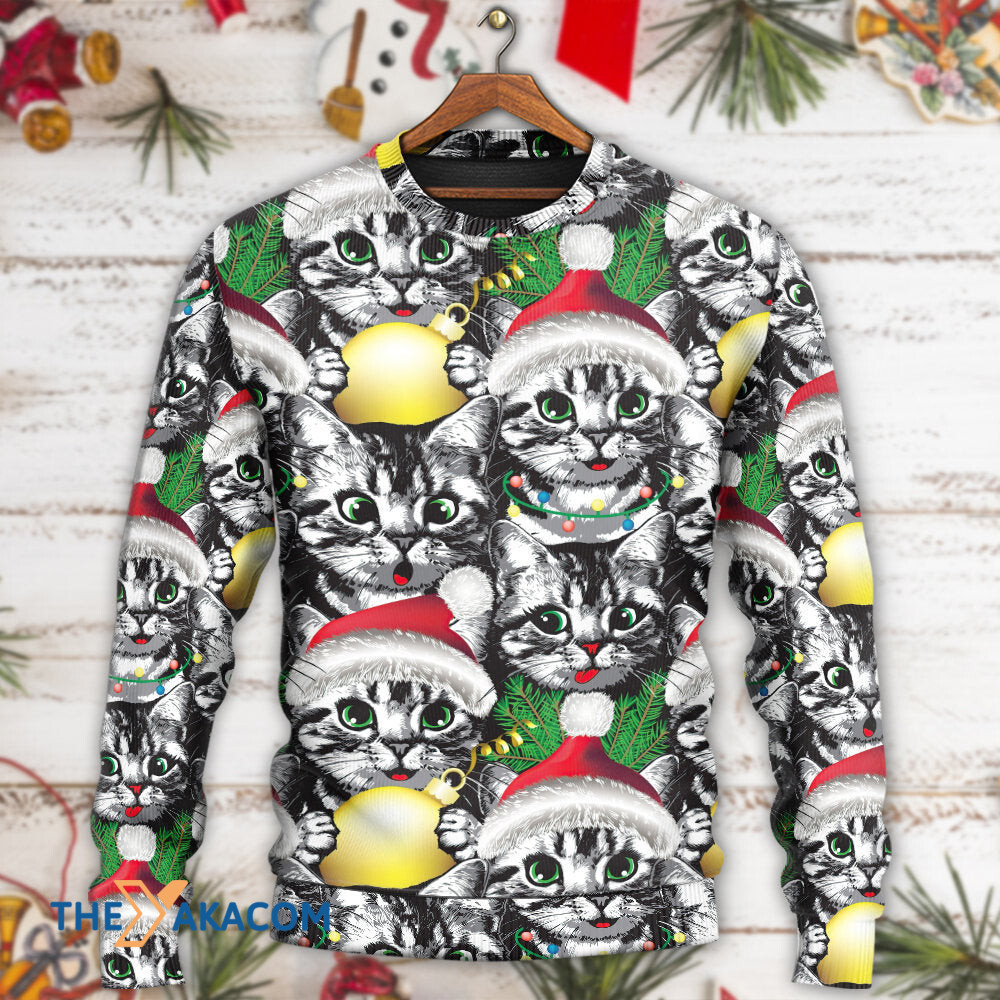 Christmas Meowy Xmas Cat Lover Gift For Lover Ugly Christmas Sweater