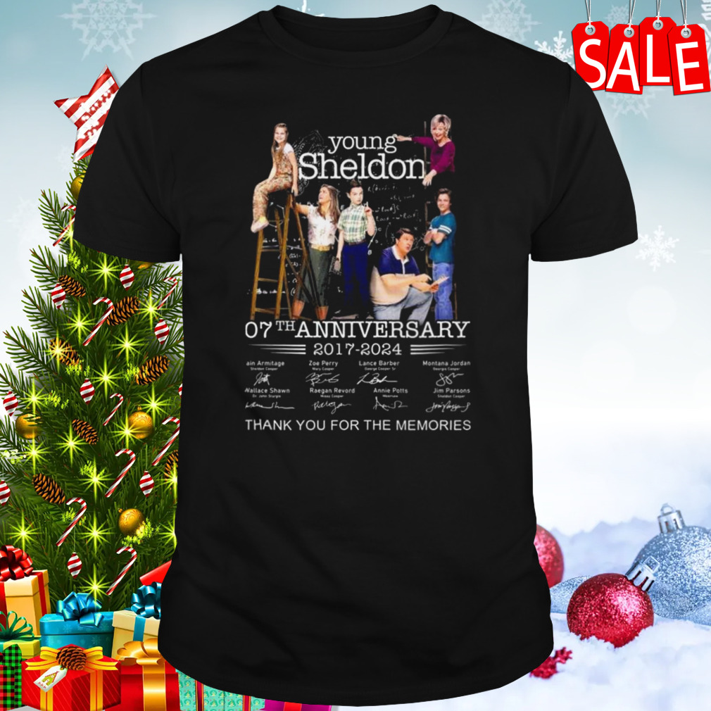 Young Sheldon 07th Anniversary 2017-2024 Signatures Thank You For The Memories T-Shirt