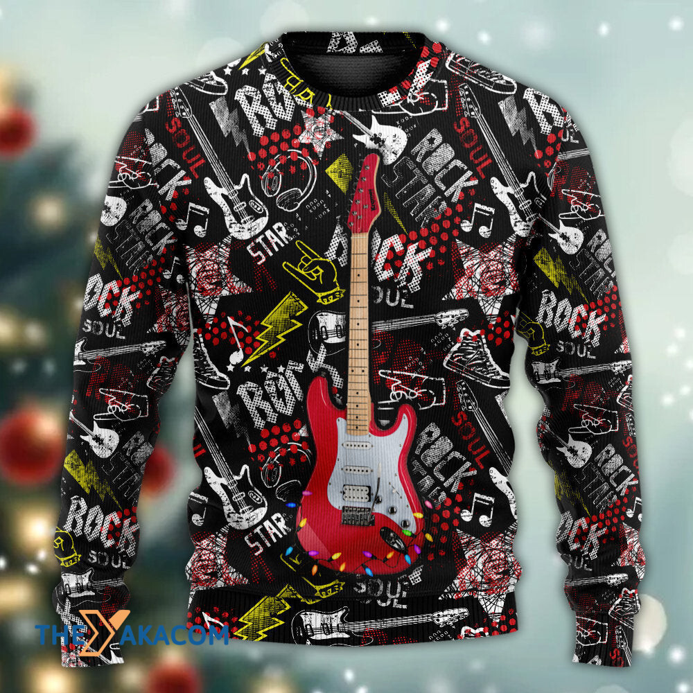 Guitar Rock Soul Merry Christmas Gift For Lover Ugly Christmas Sweater