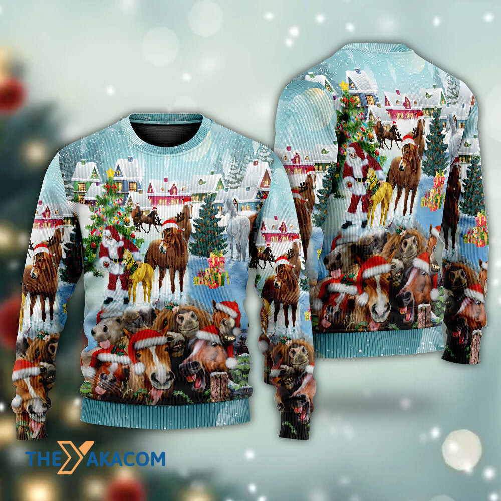 Horse Loves Christmas Very Happy Gift For Lover Ugly Christmas Sweater