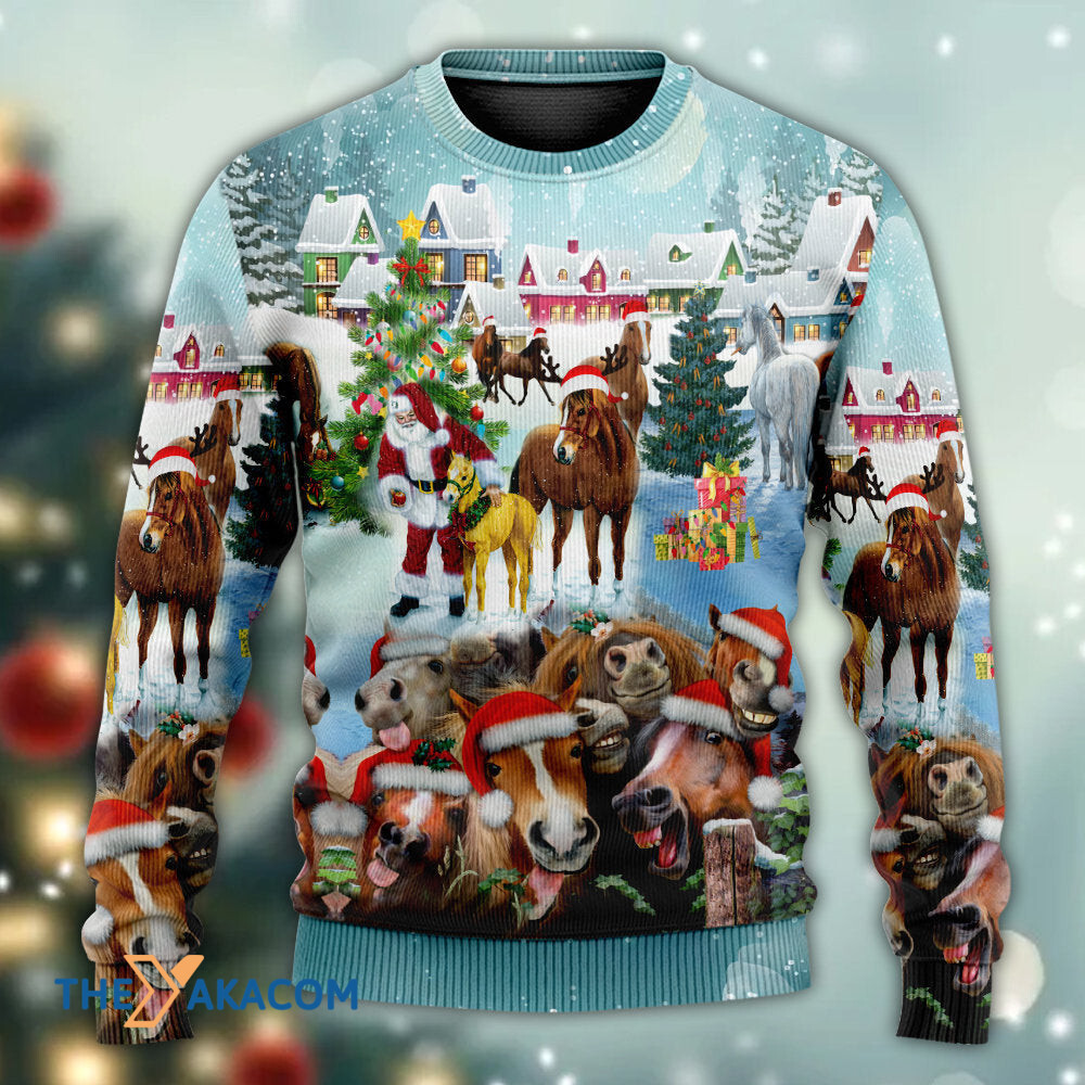 Horse Loves Christmas Very Happy Gift For Lover Ugly Christmas Sweater