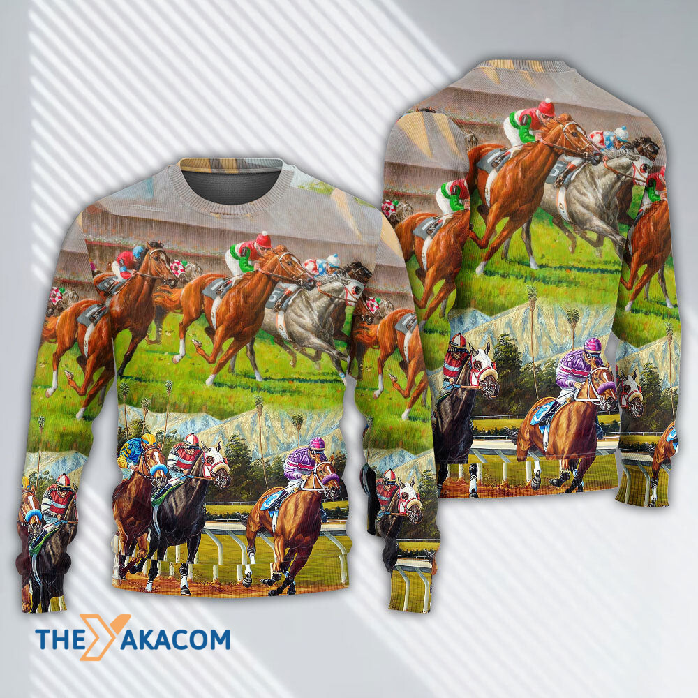 Horse Racing Don_t Look Back Gift For Lover Ugly Christmas Sweater