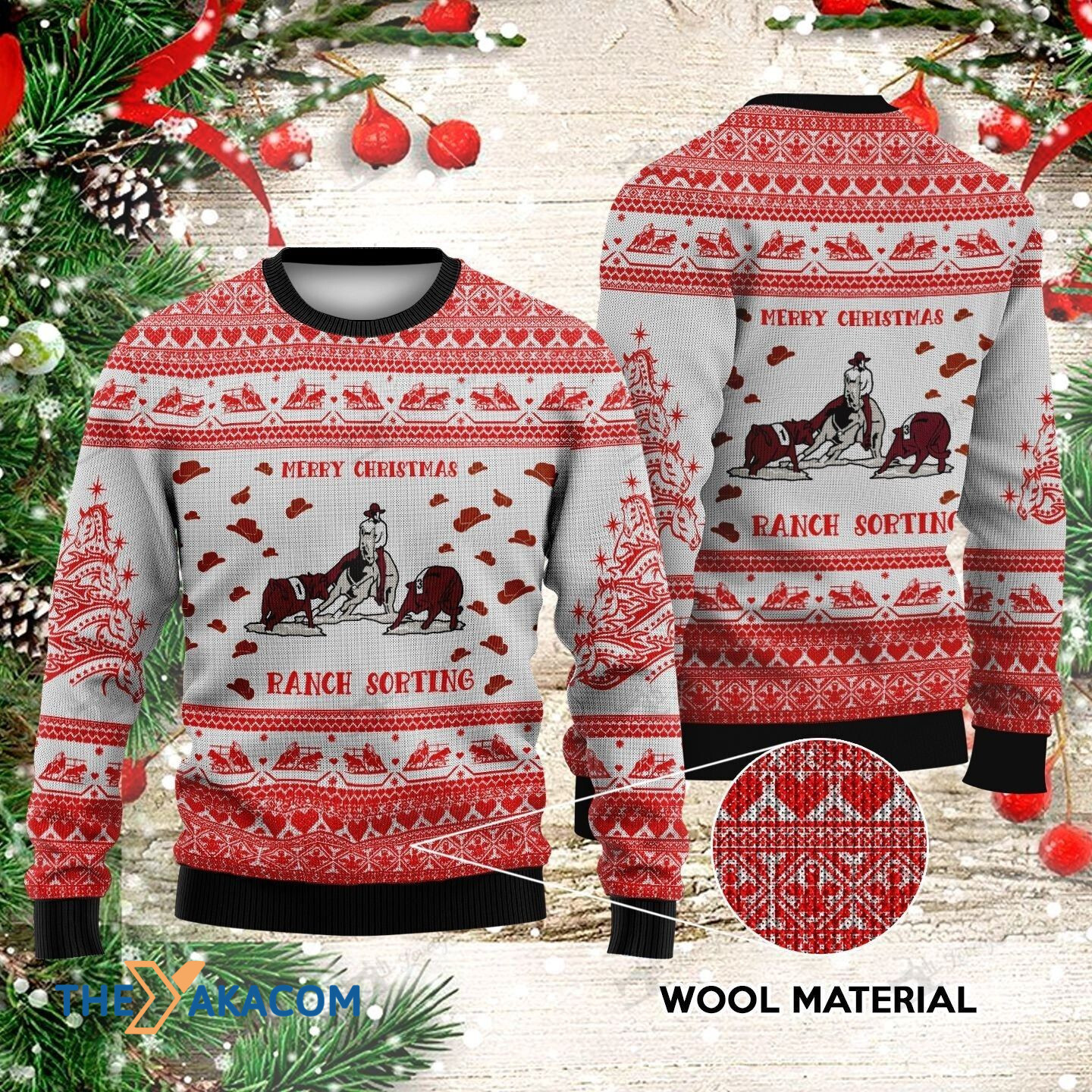 Horse Rider And Bulls Gift For Christmas Ugly Christmas Sweater