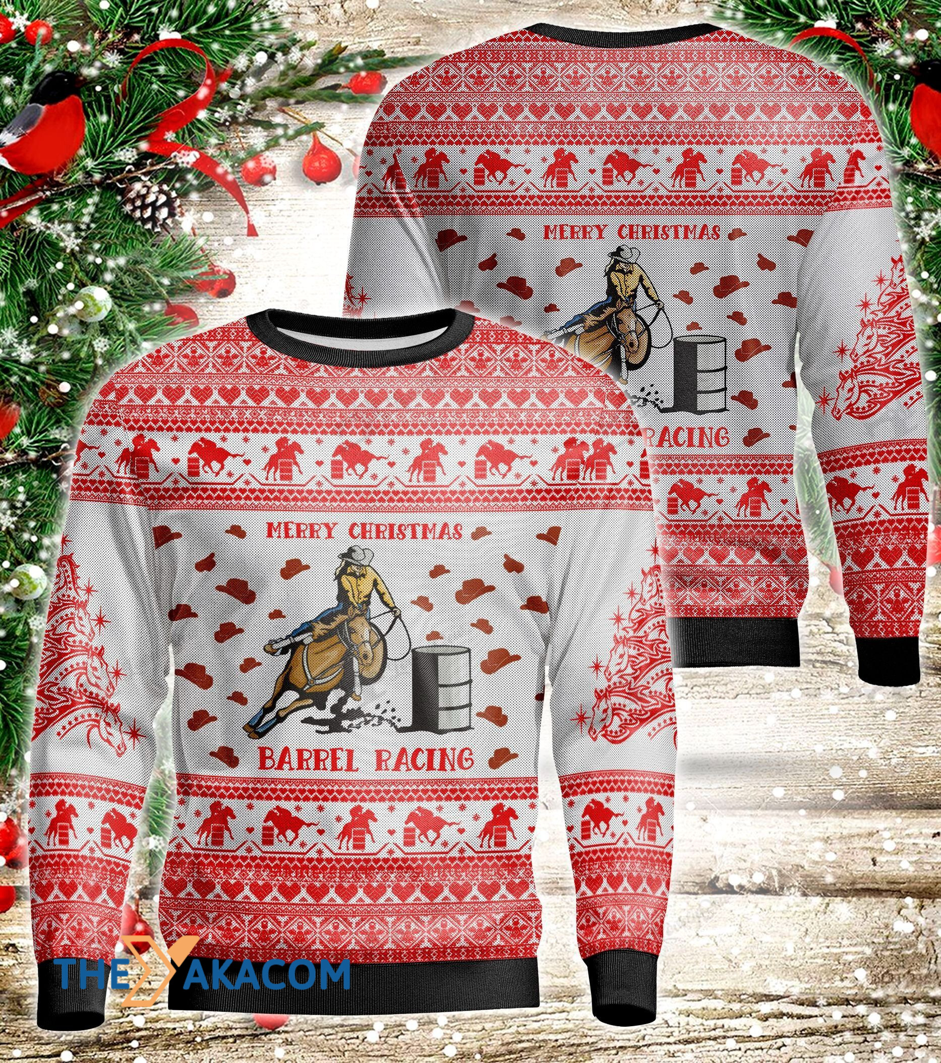 Horseman And The Barrel On Mountain Gift For Christmas Ugly Christmas Sweater