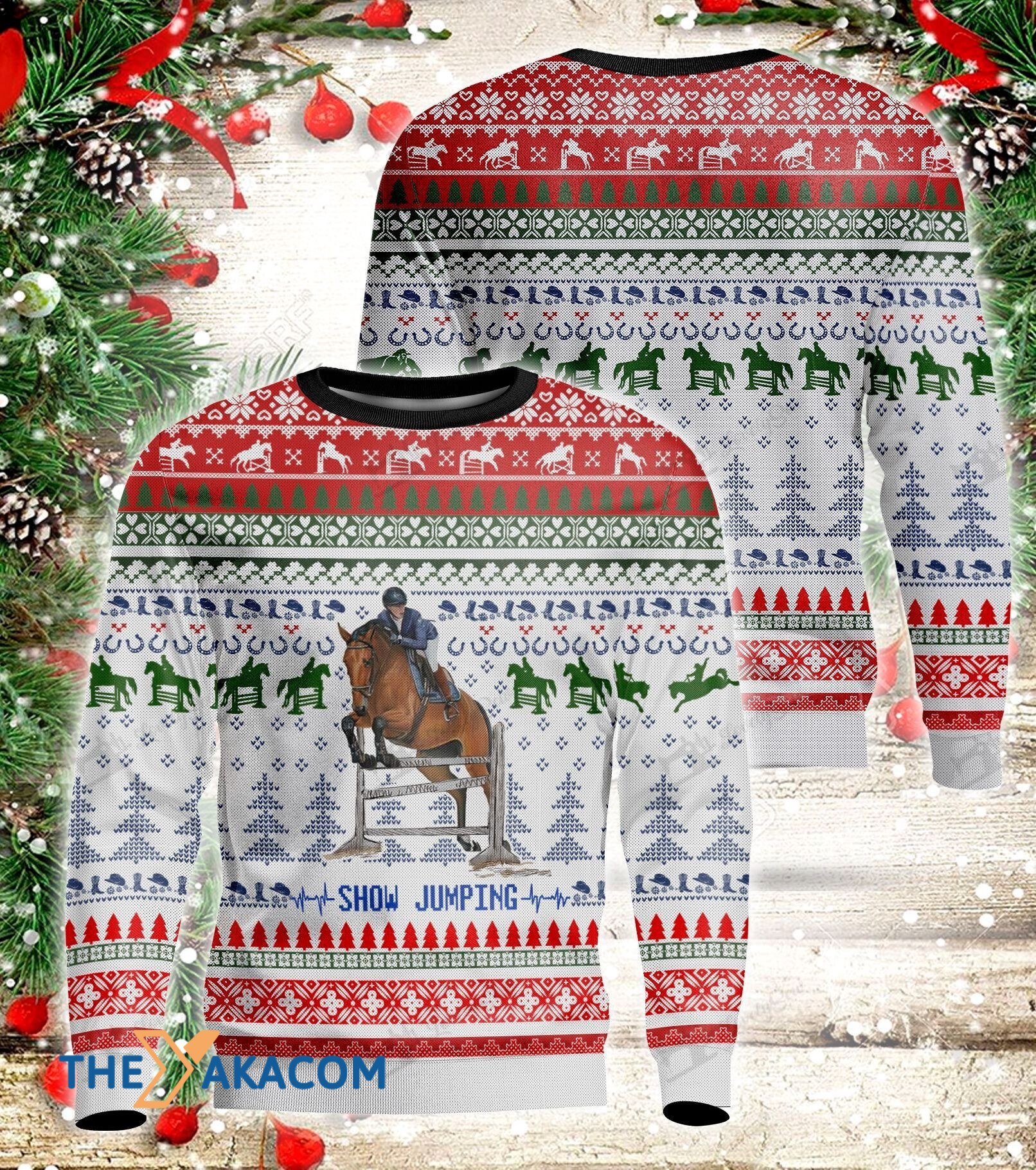 Horseman Snow Jumping On Mountain Gift For Christmas Ugly Christmas Sweater