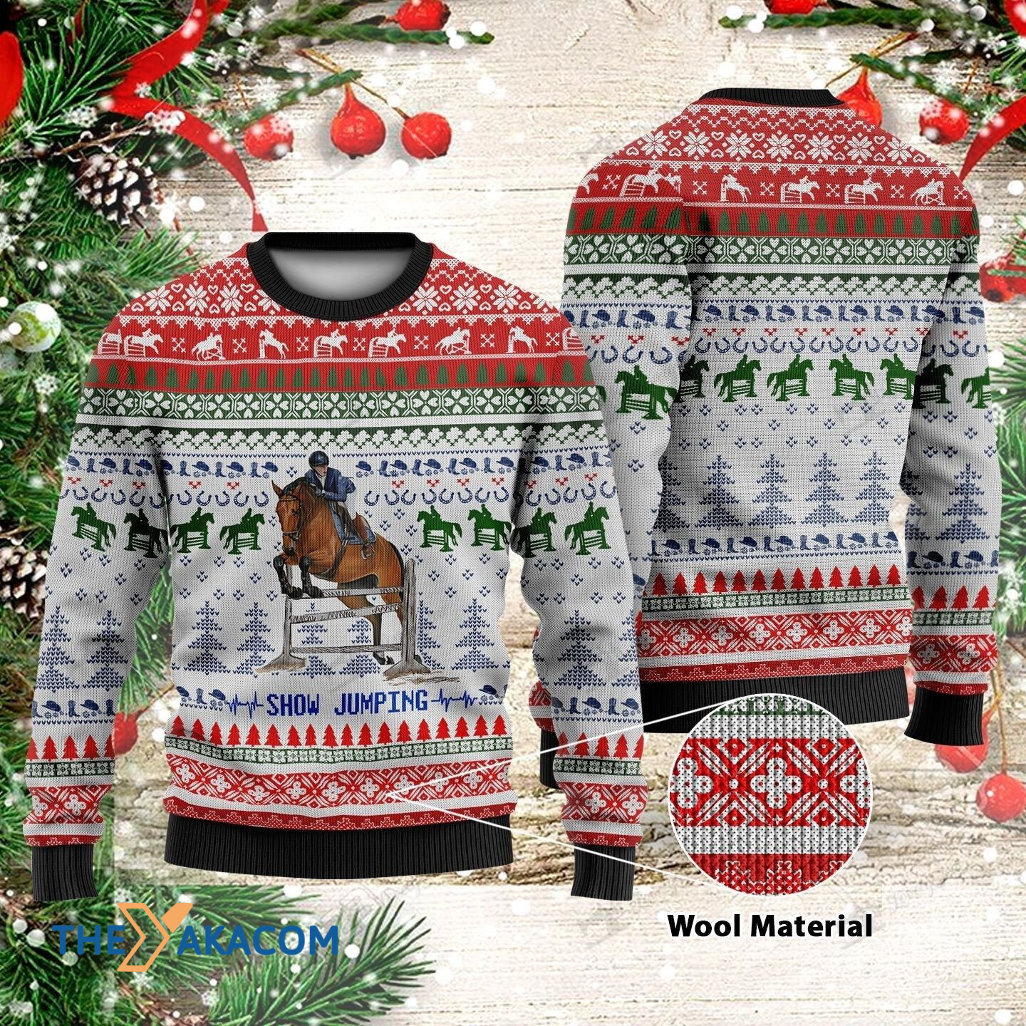 Horseman Snow Jumping On Mountain Gift For Christmas Ugly Christmas Sweater