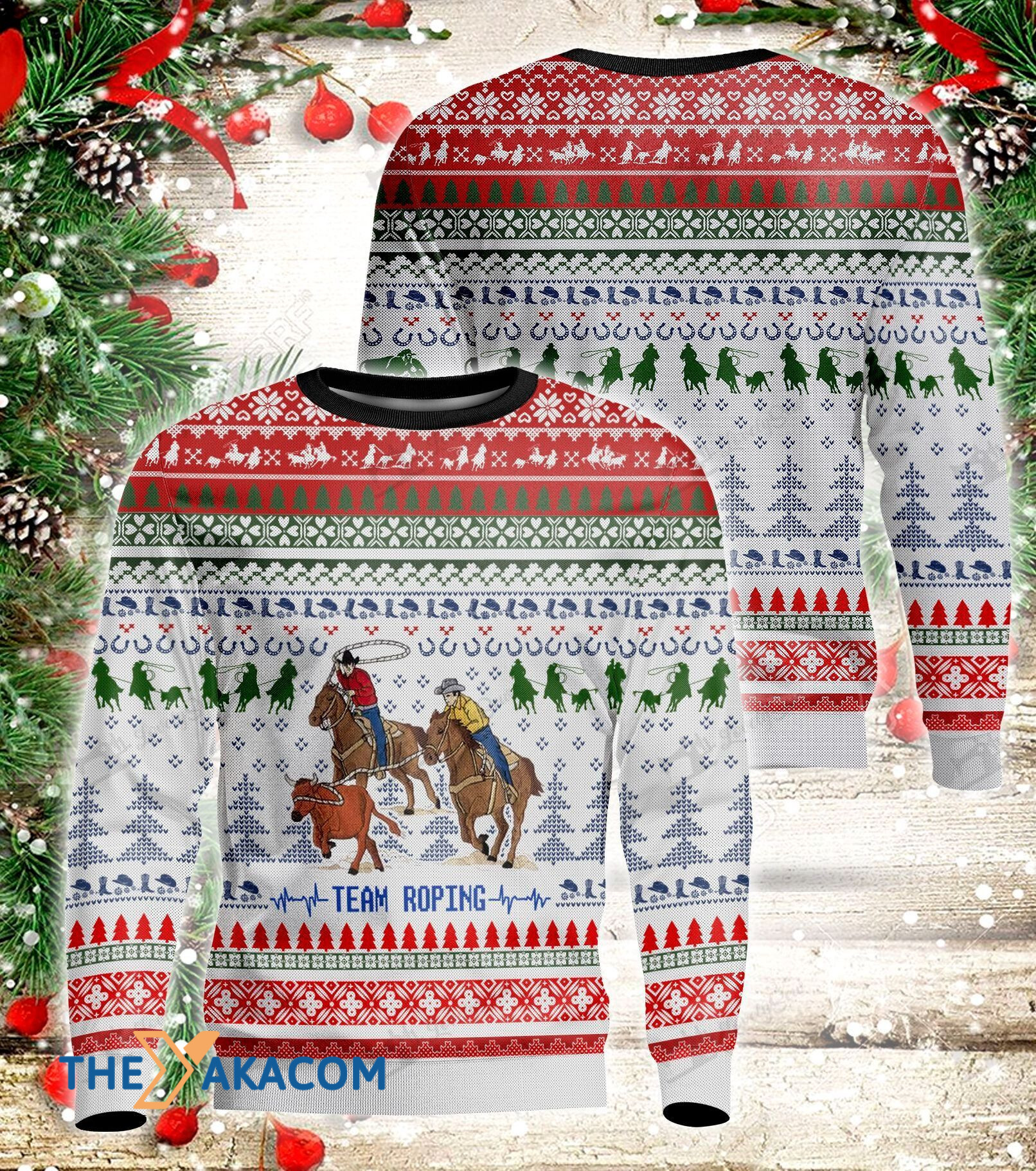 Horsemans Rope Hunting Bull Gift For Christmas Ugly Christmas Sweater