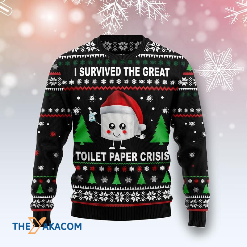I Survived The Great Toilet Paper Crisis Awesome Gift For Christmas Ugly Christmas Sweater