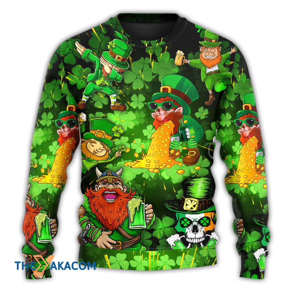 Irish Beer St Patrick_s Day Viking Skull Leprechaun Gnome Gift For Lover Ugly Christmas Sweater