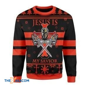 Knight Templar Jesus Is My Savior Gift For Christmas Ugly Christmas Sweater