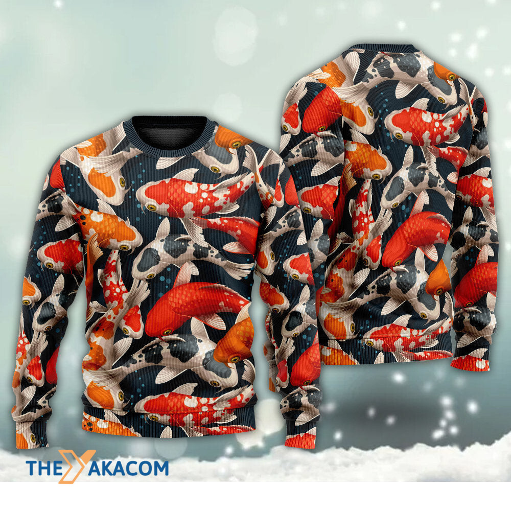 Koi Fish Swimming Colorful Crap Gift For Lover Ugly Christmas Sweater