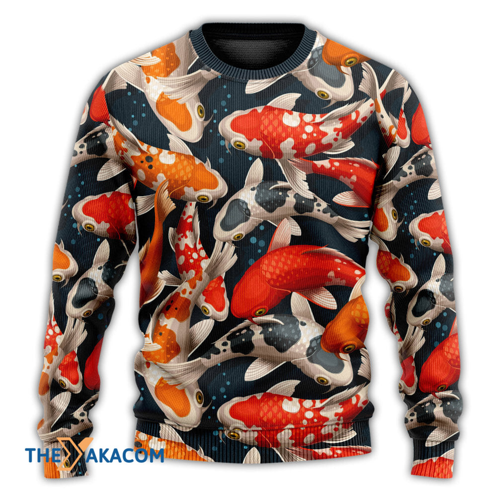 Koi Fish Swimming Colorful Crap Gift For Lover Ugly Christmas Sweater