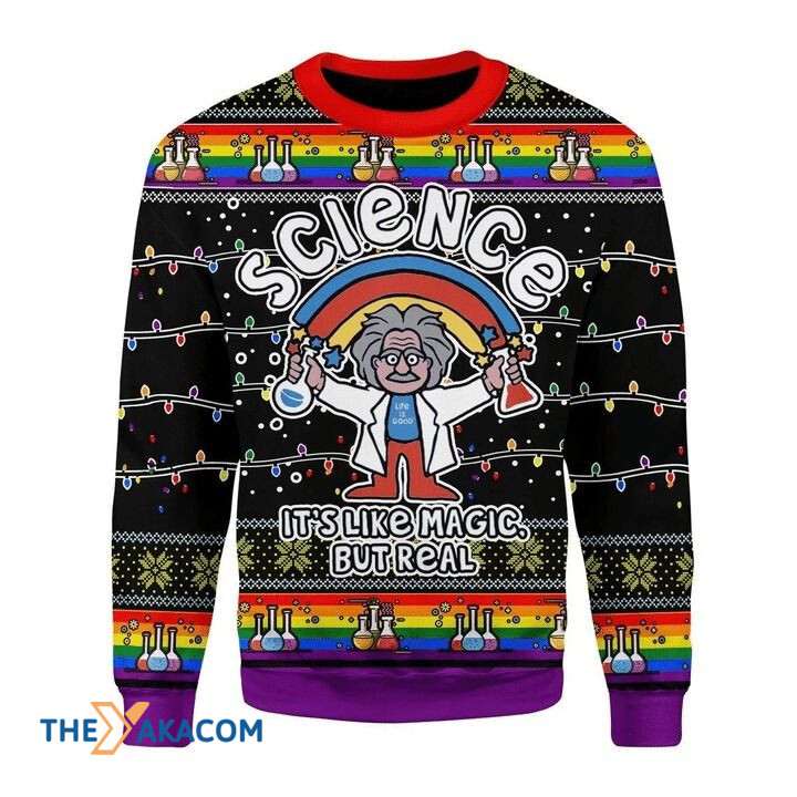 LGBT Science It_s Like Magic But Real Gift For Christmas Ugly Christmas Sweater