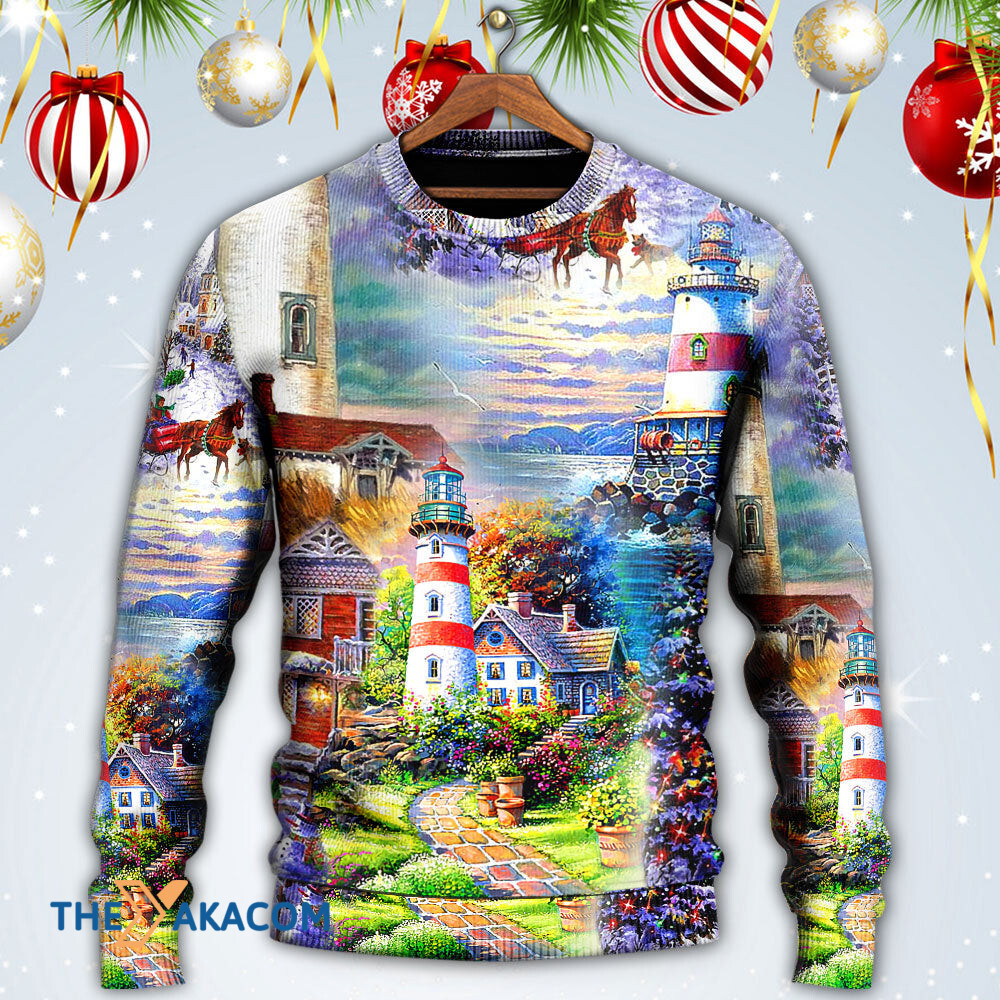Lighthouse Christmas Santa Be A Lighthouse Gift For Lover Ugly Christmas Sweater